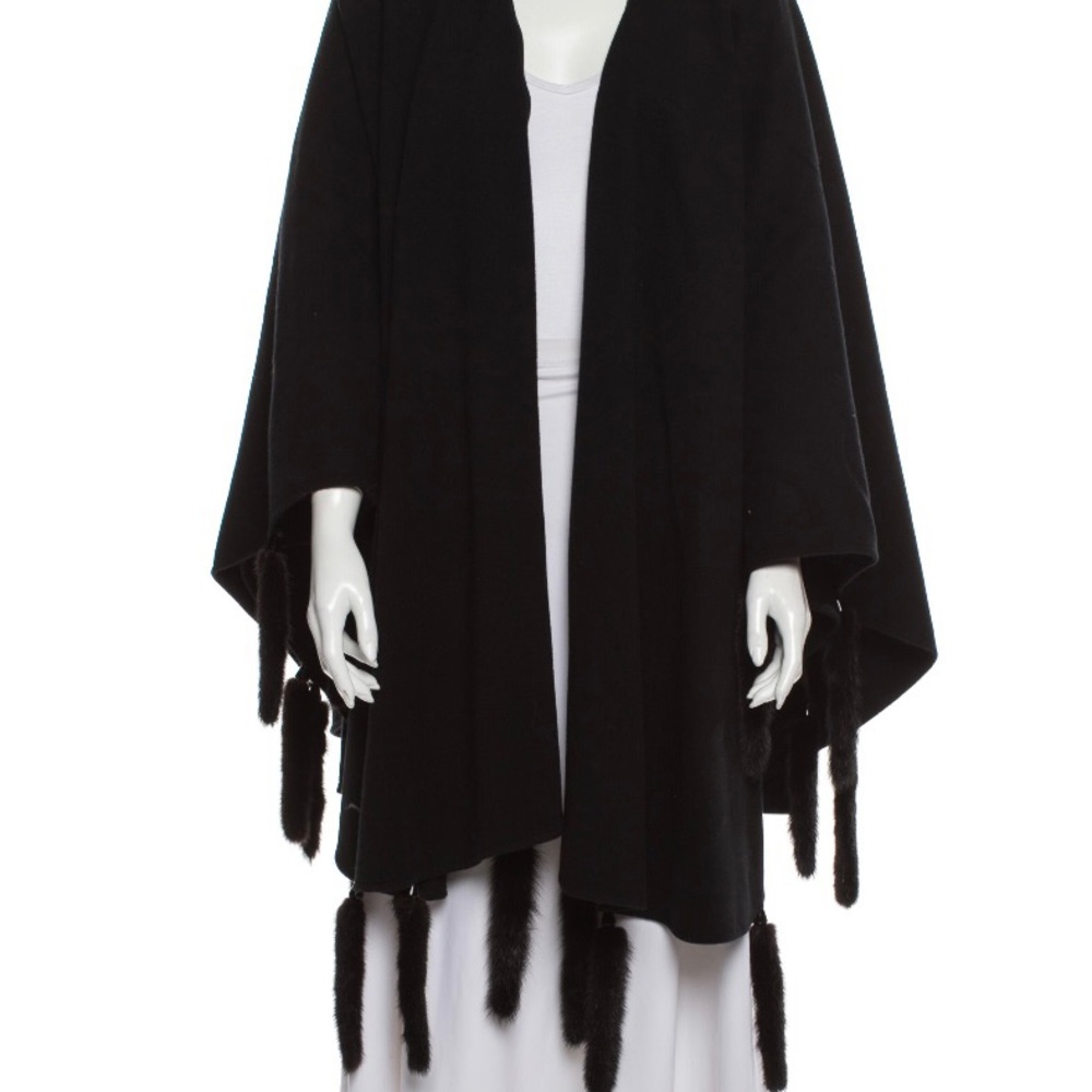Holt Renfrew mink  wool poncho